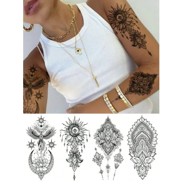 Komplet 4 večjih mandala tatoo nalepk